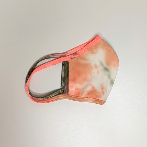 Olive and Coral Tie-Dye Face Mask - Picture 2 of 6